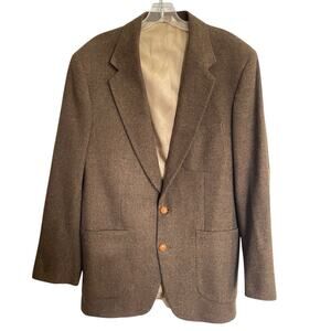 Vintage Hunt Valley Blazer Mens 42L Wool Brown Tweed Elbow Patch Sport Coat